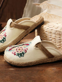 Thumbnail for Women Retro Embroidered Casual Floral Shoes