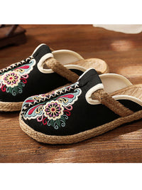 Thumbnail for Women Retro Embroidered Casual Floral Shoes