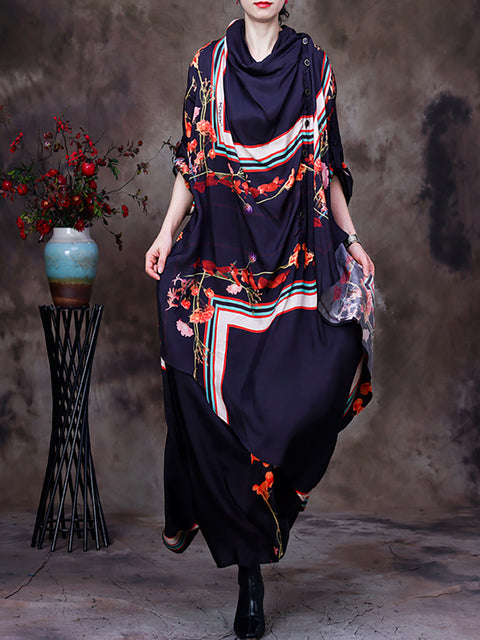 Ακανόνιστο Floral Vintage Loose Maxi Φόρεμα