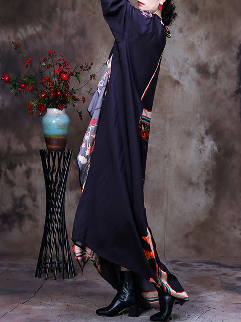 Ακανόνιστο Floral Vintage Loose Maxi Φόρεμα