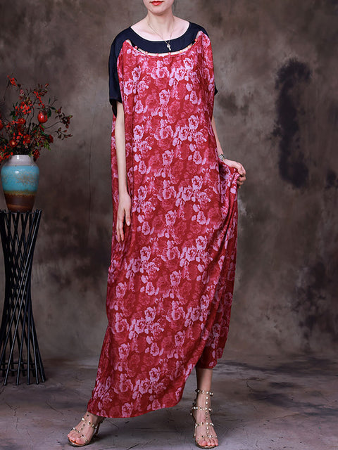 Bloemen zomer vintage losse maxi-jurk