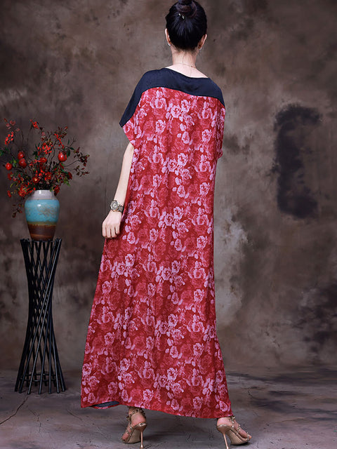 Bloemen zomer vintage losse maxi-jurk