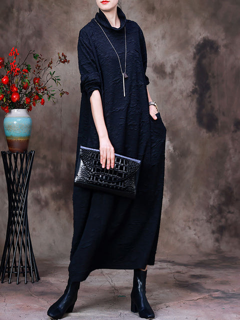 Autumn Vintage Solid Women Long Dress