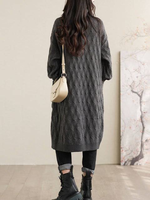 Solid Løs Casual Mid Length Dame Coat