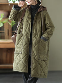 Thumbnail for Women Winter Hooded Mid Length Padded Coat