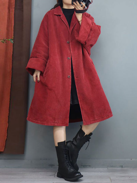 Plus Size Vinter Dame Batwing Sleeve Baggy Mid Length Polstret Coat