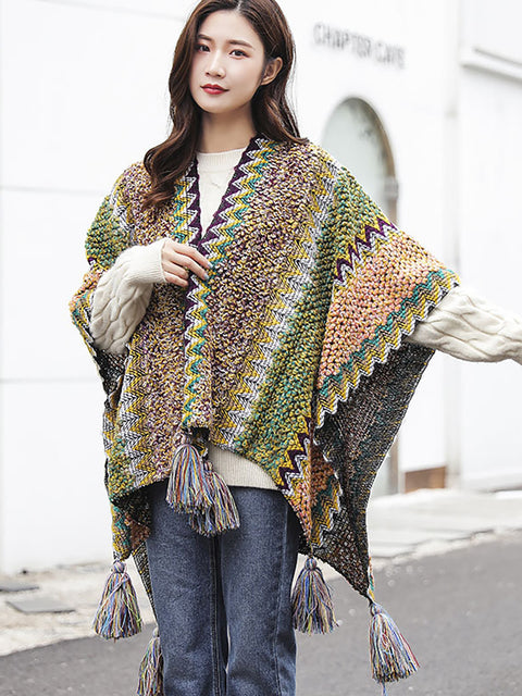 Winter Knitted Warm Tassel Scarf Shawl