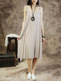 Thumbnail for Plus Size Women Solid Color Cotton Vest Dress