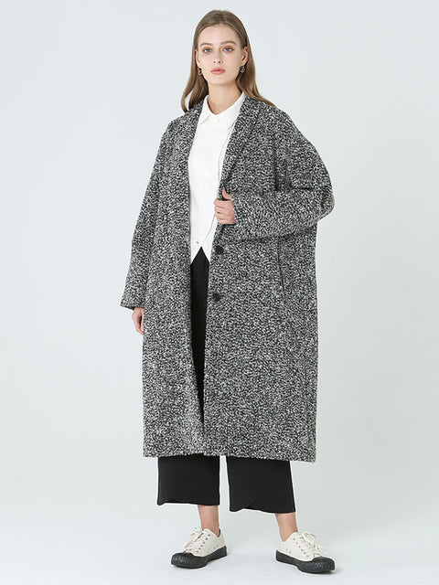 Manteau d'hiver à manches longues en laine pour femme, grande taille, M-2XL