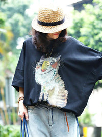 Thumbnail for Plus Size - Women Animal Printed Loose Casual  T-shirt