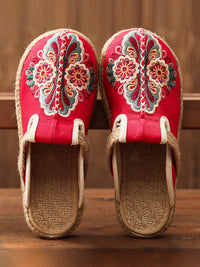 Thumbnail for Women Retro Embroidered Casual Floral Shoes