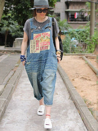 Thumbnail for Casual loose jumpsuit denim overall - Buykud