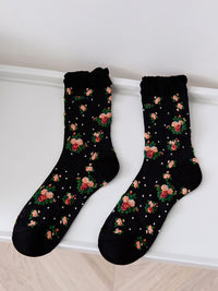 Thumbnail for 5 Pairs Women Vintage Floral Thin Socks