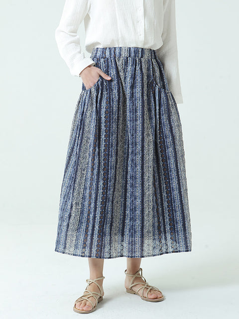 Plus maat katoen lente zomer elastische taille losse rok