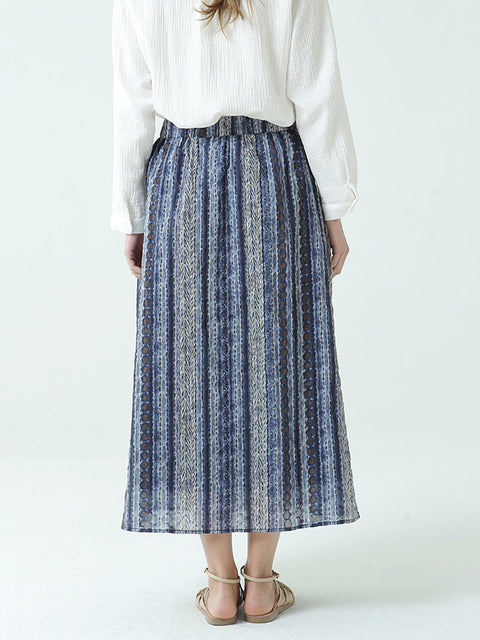 Plus maat katoen lente zomer elastische taille losse rok