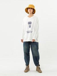 Thumbnail for Plant Print 100% Cotton Hooded Spring Sweatshirt