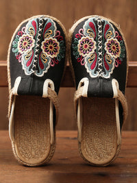 Thumbnail for Women Retro Embroidered Casual Floral Shoes