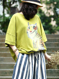 Thumbnail for Plus Size - Women Animal Printed Loose Casual  T-shirt