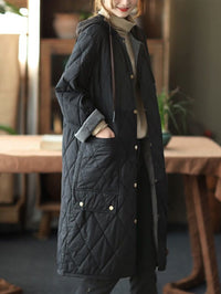 Thumbnail for Women Winter Hooded Mid Length Padded Coat