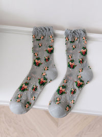 Thumbnail for 5 Pairs Women Vintage Floral Thin Socks